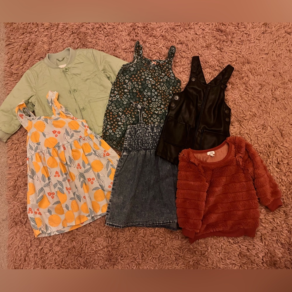 Lot of 18 month girls dresses, romper, and outerwear